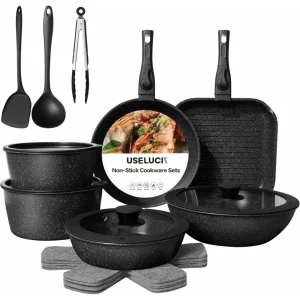 20 Pcs Ceramic Cookware Set with Detachable Handle