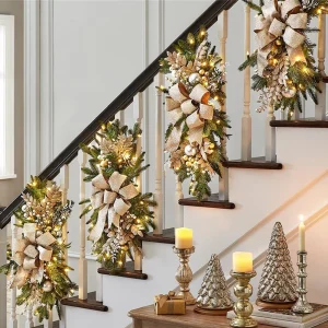 Christmas Wreath Hanging Garlands Without/With Atmosphere Lamp Pendants
