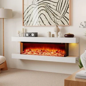 Electric Fireplace with Floating Mantel