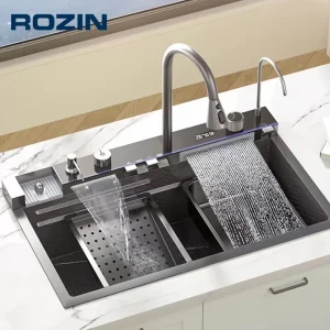 Waterfall Kitchen Sink with Digital Display
