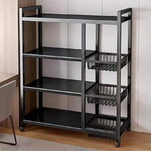 4-Tier Rolling Metal Storage Cart with Side Baskets